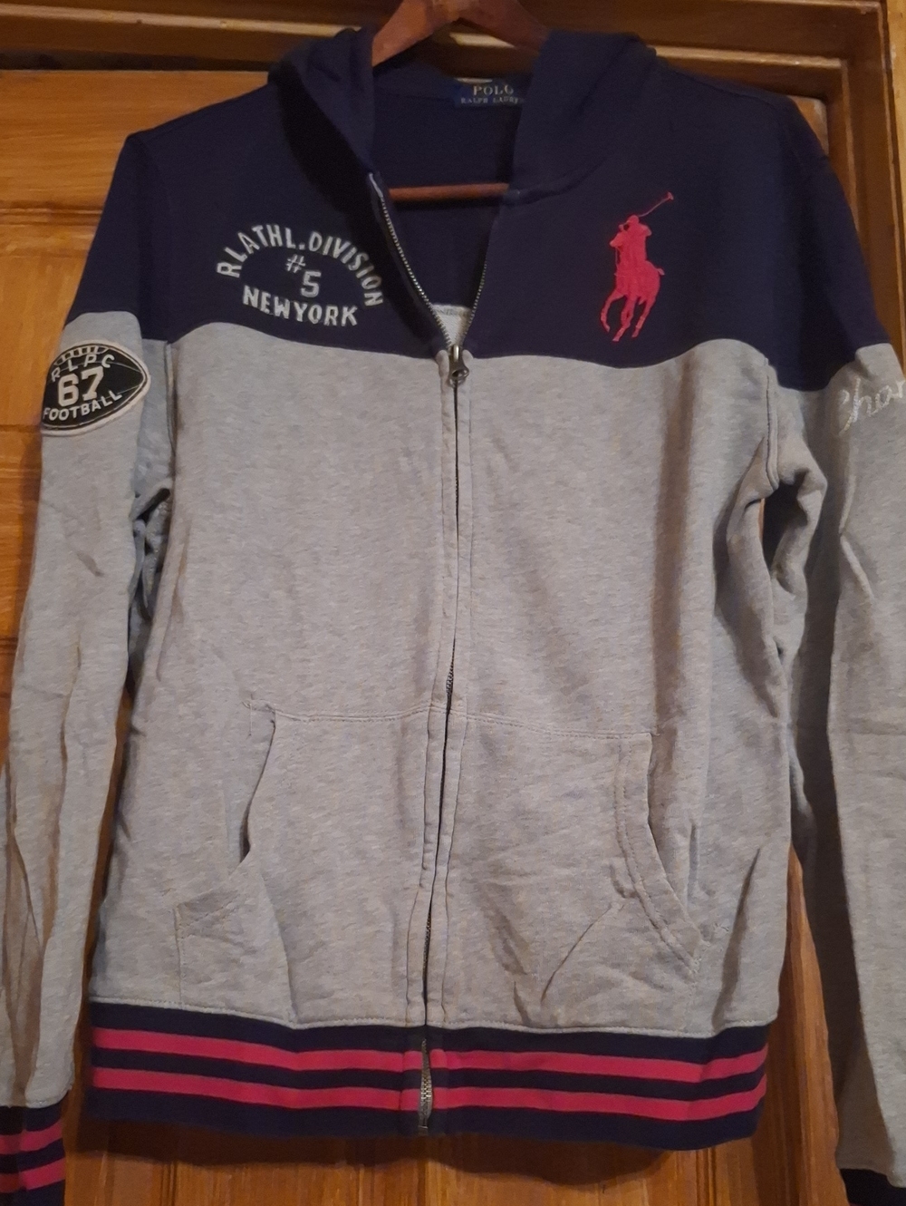 Polo by Ralph Lauren Navy, Gray & Pink Zip Hoodie Jacket